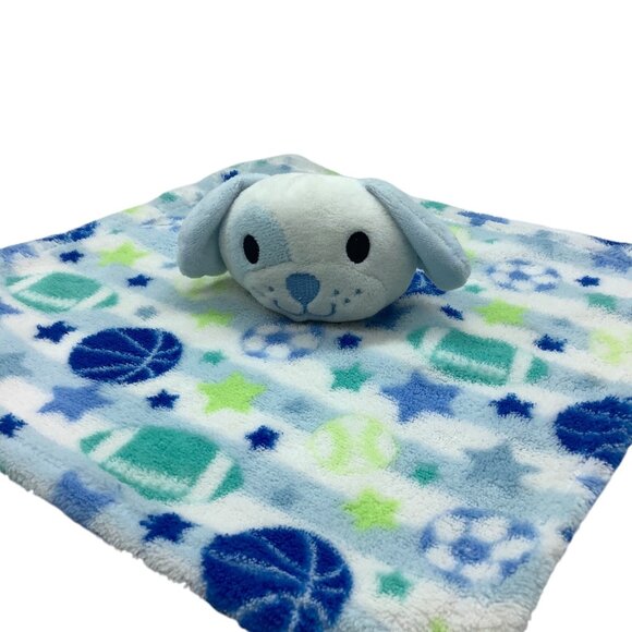 Swiggles Lovey Security Blanket Plush Puppy Dog Blue Star Green Sport Balls 12" - Picture 2 of 6